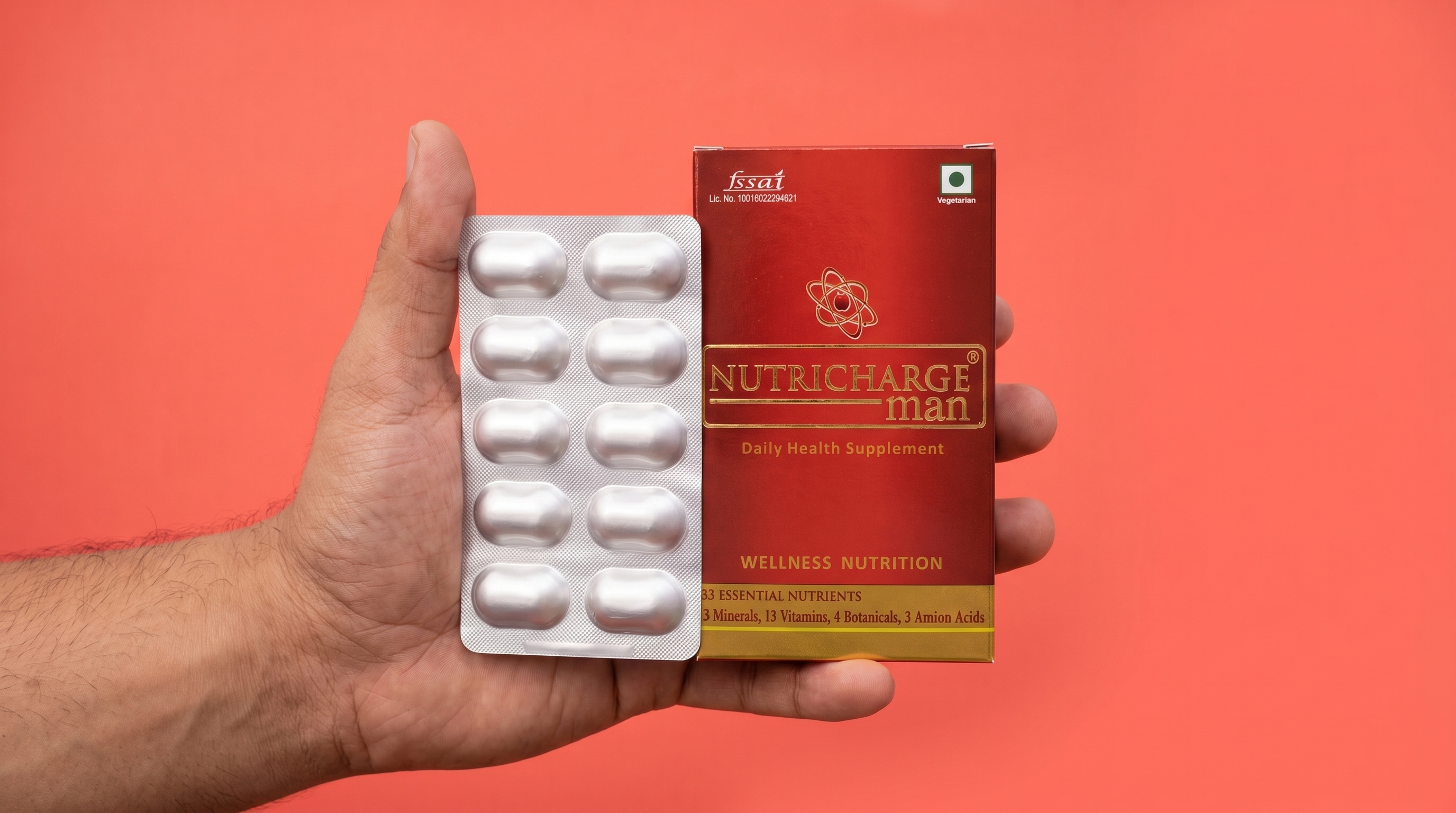 Studio Packaging Presentation Against a Premium Red Backdrop