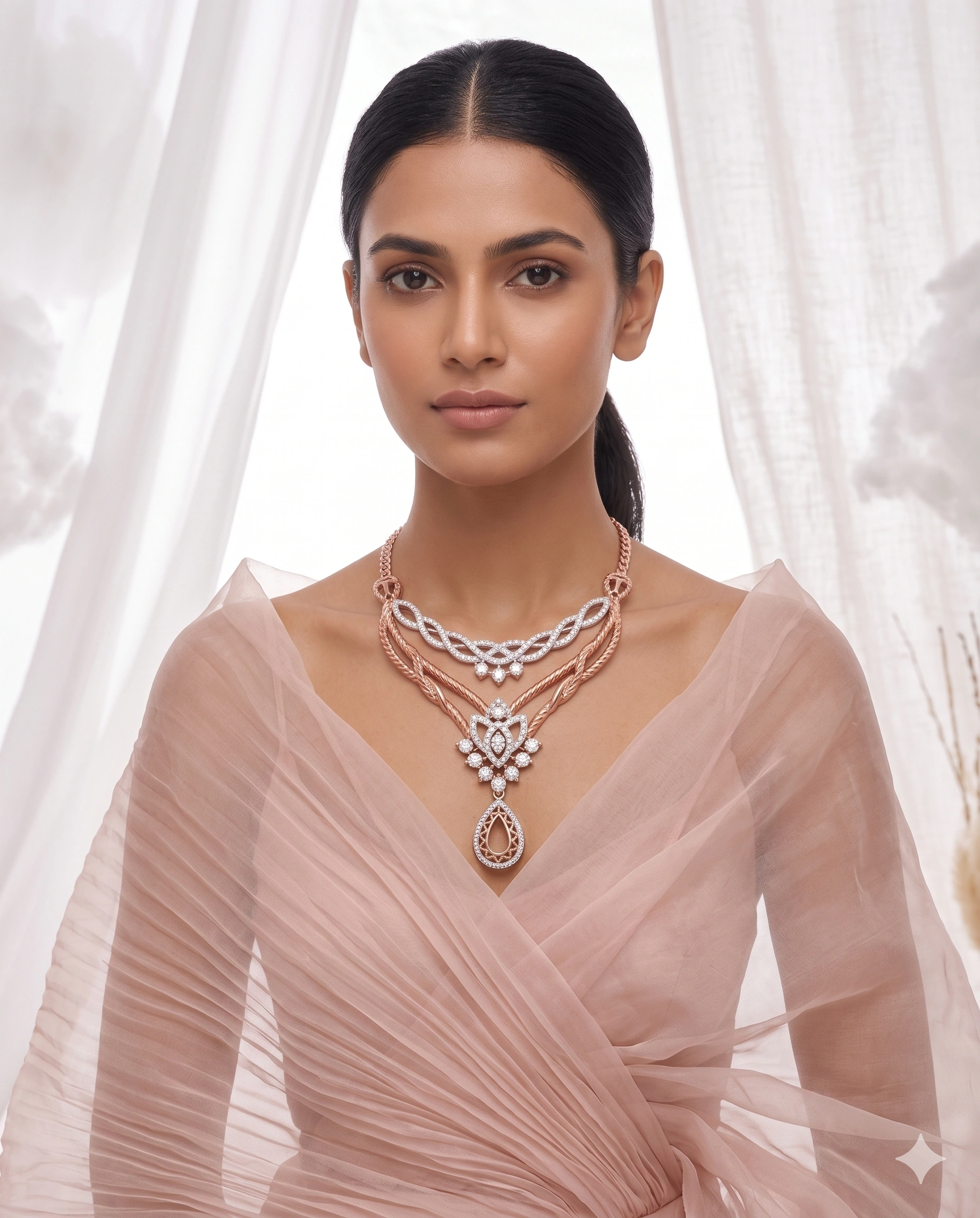 Rose Gold Diamond Pendant Set