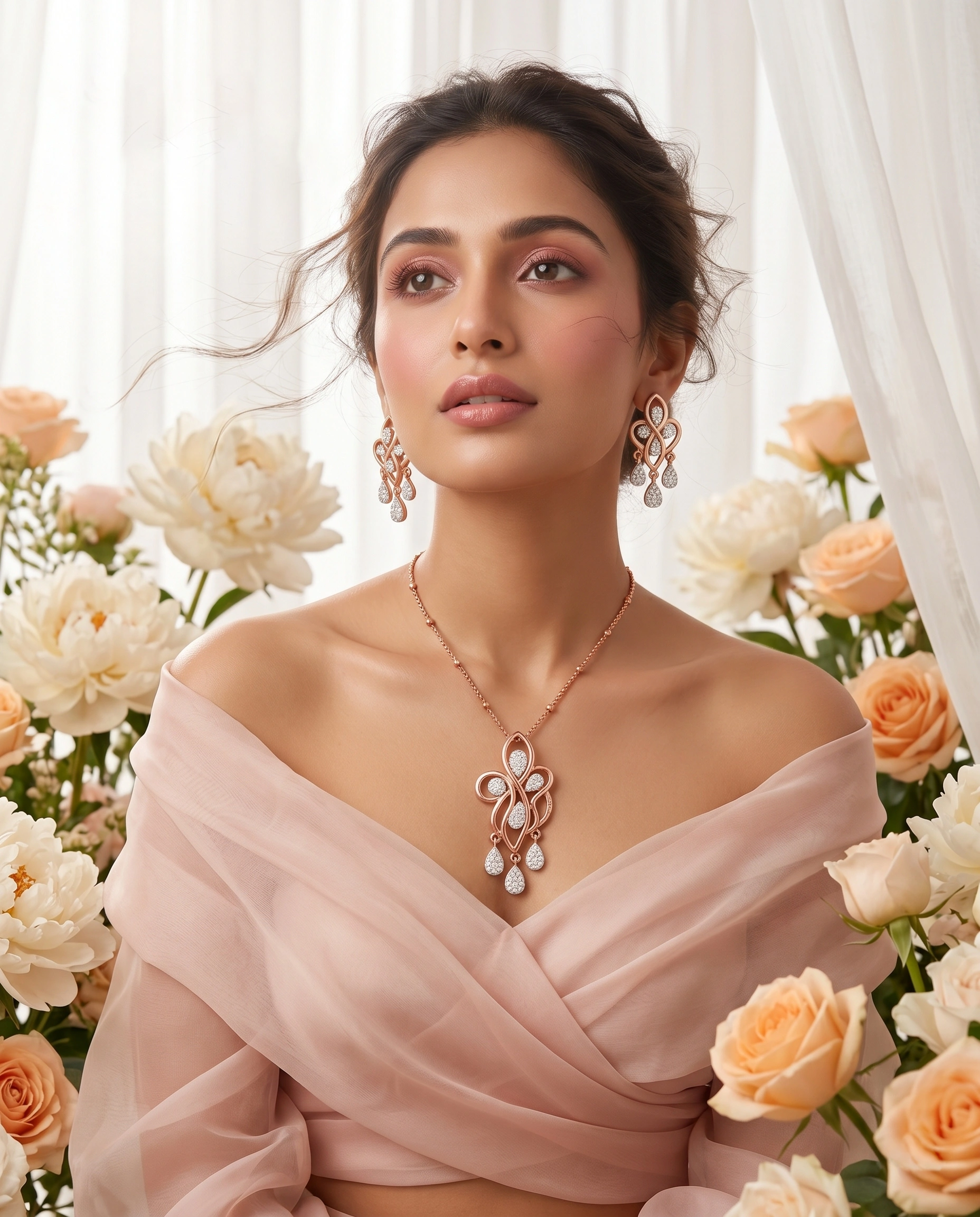 Rose Gold Diamond Pendant Set